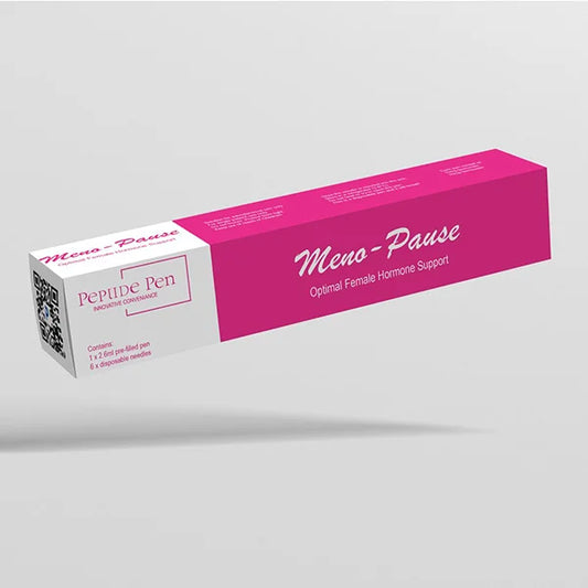 Meno-Pause peptide pen for women by The Weightloss Agency Pty Ltd in pink and white packaging